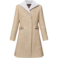 LOUIS VUITTON Graphic Collar Belted Tweed Coat