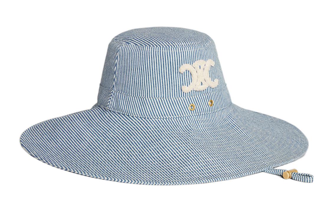 CELINE Cotton Bucket Hats Women's Indigo/White