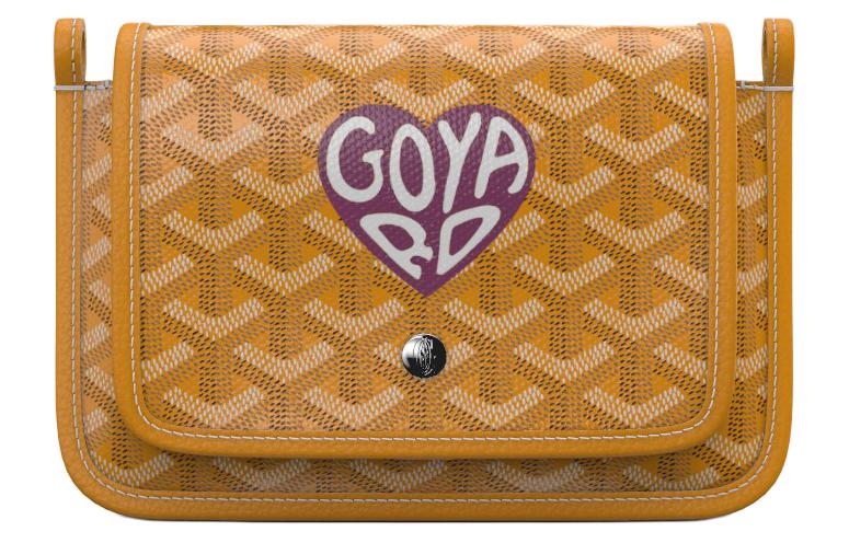 GOYARD Plumet Canvas With Leather Envelope Bag Crossbody Bag Shoulder Bag Unisex Yellow & Burgundy Small Heart
