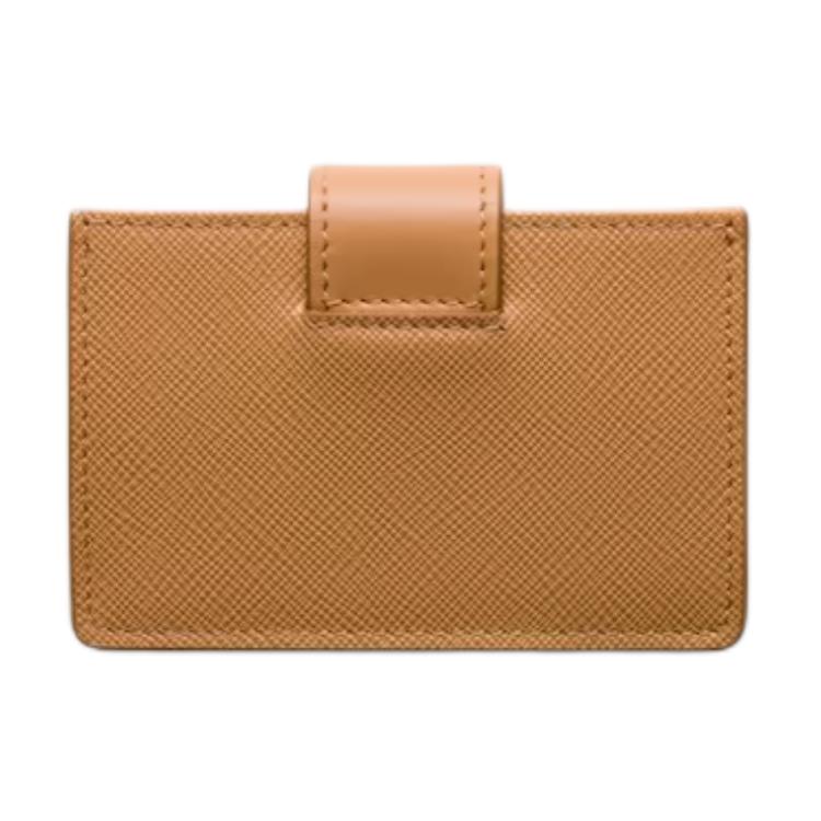 PRADA Calfskin Card Holder Women's Khaki