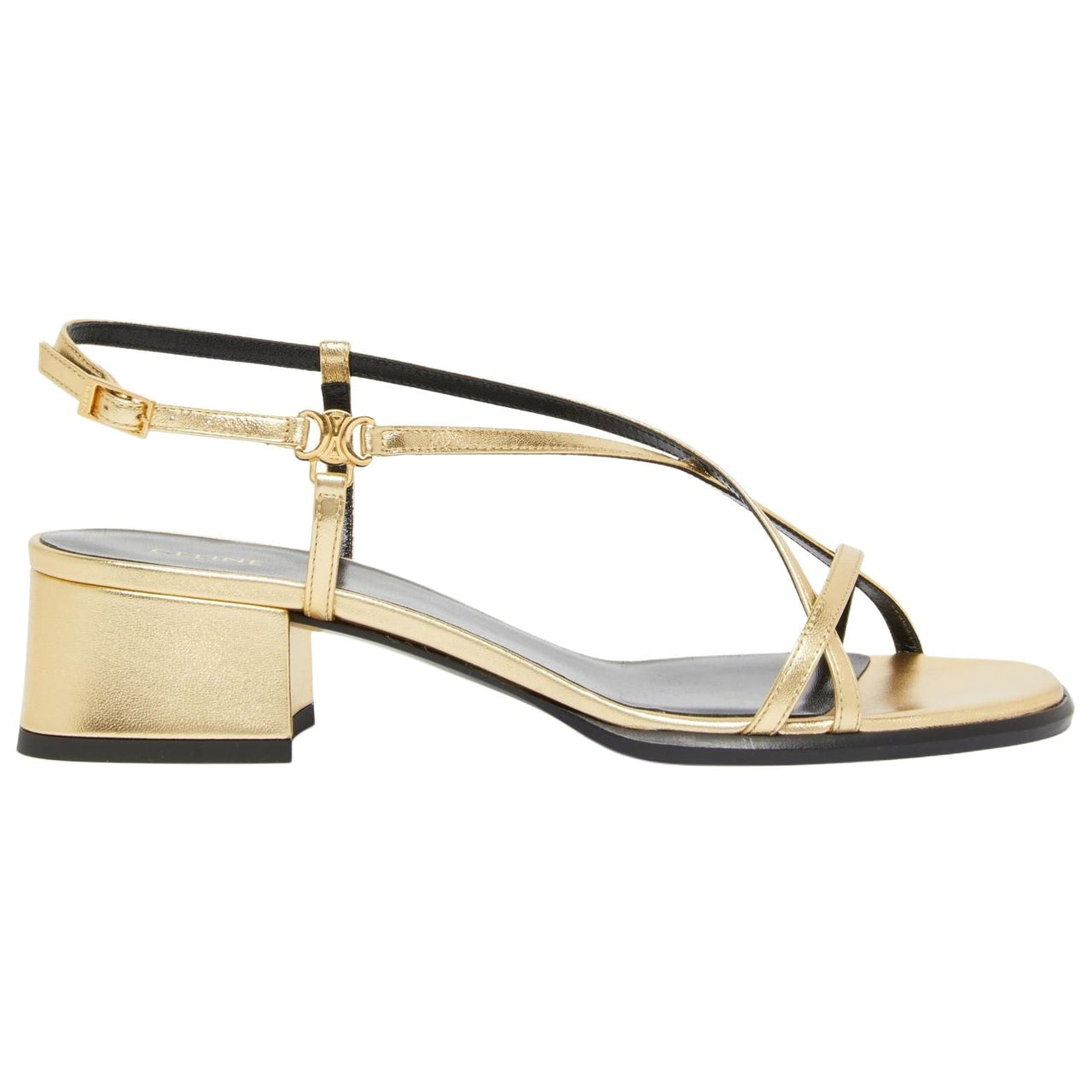 CELINE Clemence One Strap Sandals 5cm Women's Gold