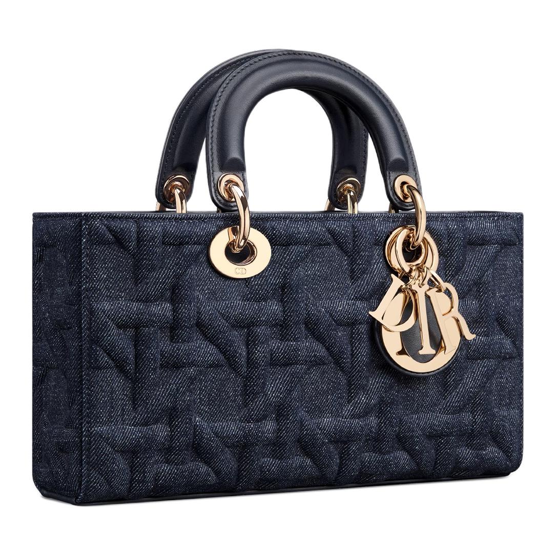 DIOR Denim Fabric Shoulder Bag, Crossbody Bag, Handbag Medium Size Women's Blue