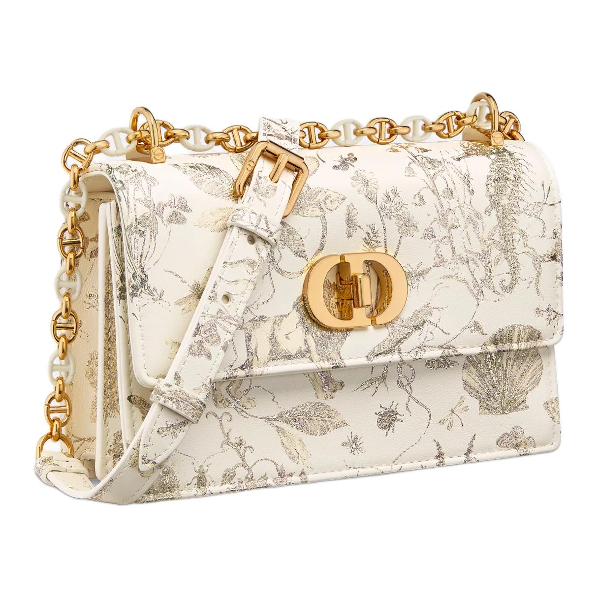 DIOR Cow Leather Crossbody Bag Shoulder Bag Mini Women's Milk White