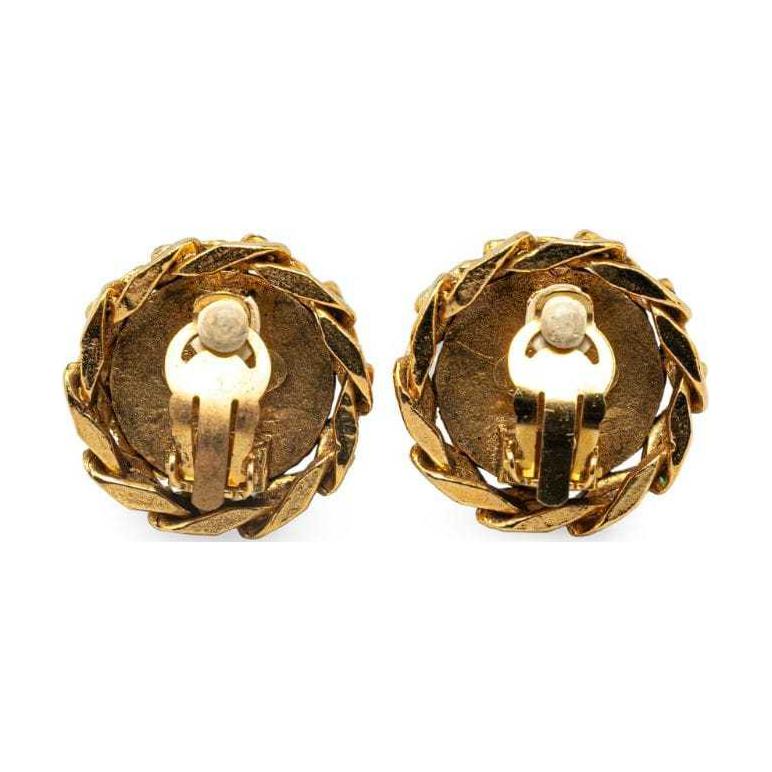 CHANEL 1988 CC logo Chain Edge Clip on Earrings