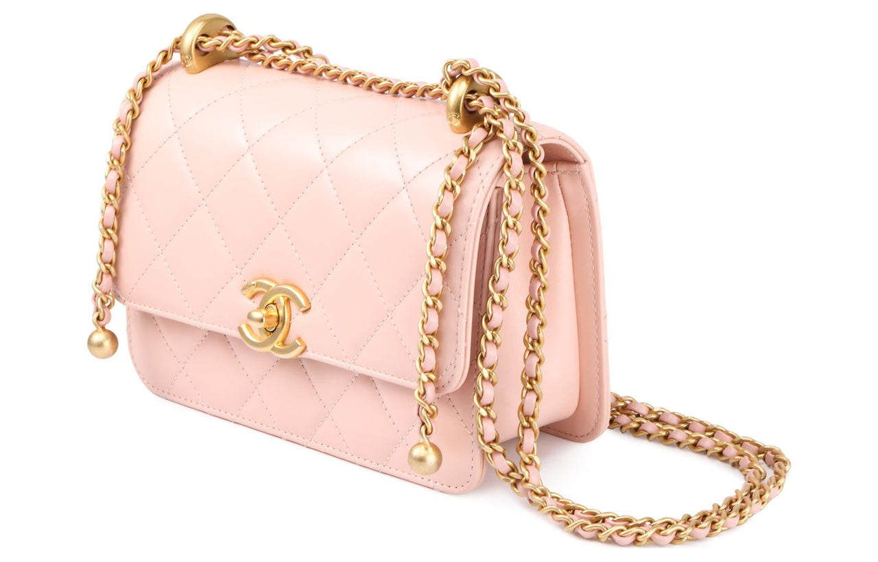 CHANEL 19Bag Calfskin Flap Bag, Envelope Bag, Shoulder Bag, Crossbody Bag Mini Women's Cherry Blossom Pink