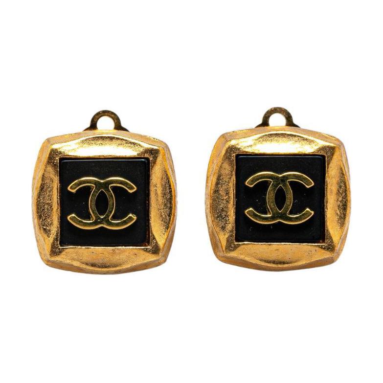 CHANEL 1995 Cc Square Clip-on Earrings