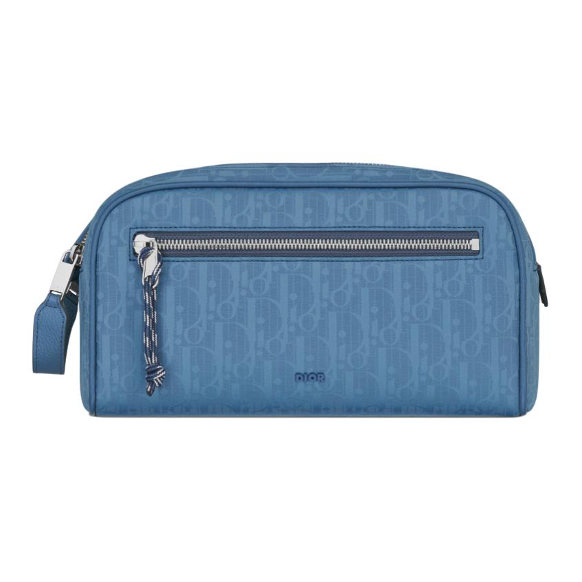 DIOR Recycled Nylon Handheld Toiletry Bag Men's Blue