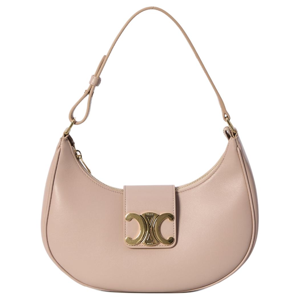 CELINE AVA Calfskin Handbag, Shoulder Bag Medium Size Women's Orange Pink