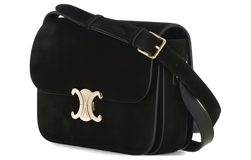 CELINE Calfskin Crossbody Bag Shoulder Bag Women's Black