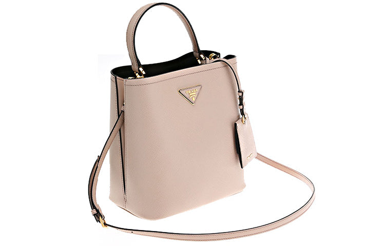 PRADA Cow Leather Handbag Shoulder Bag Crossbody Bag Medium Size Women's Apricot