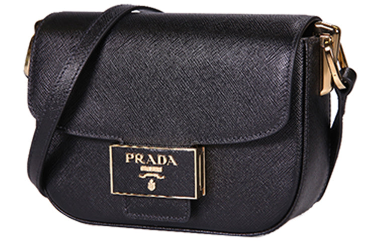 PRADA Cow Leather Crossbody Bag, Shoulder Bag Women's Black