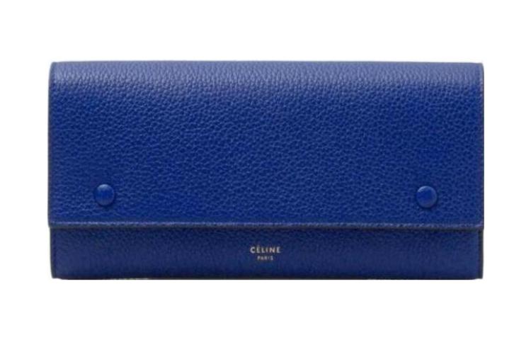 CELINE Genuine Leather Wallet Regular Women's Blue