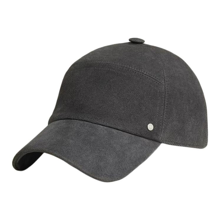 HERMES 100% Silk Cotton Baseball Caps Men's Black