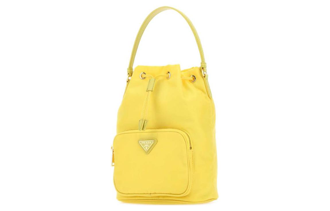 PRADA Duet Recycled Nylon Fabric Crossbody One Shoulder Handbags Women's Yellow