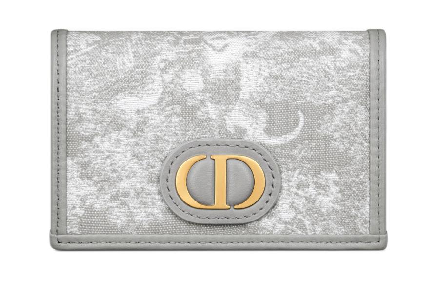 DIOR 30 Montaigne Jacquard Fabric Wallet Women's Gray