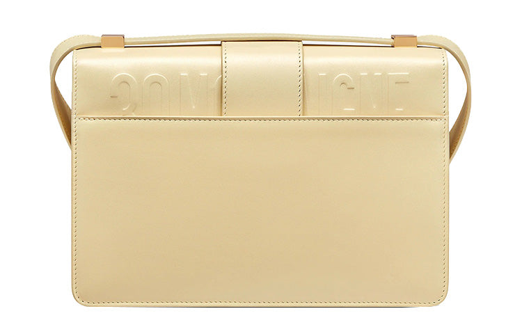 DIOR 30 Montaigne Smooth Finish Cow Leather Box Bag Shoulder Bag Crossbody Bag Women's Light Yellow
