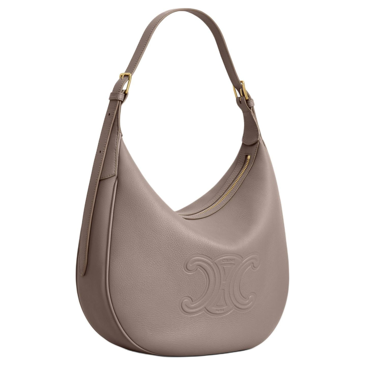 CELINE Cow Leather Handbag Shoulder Bag Women's Pebbled Color