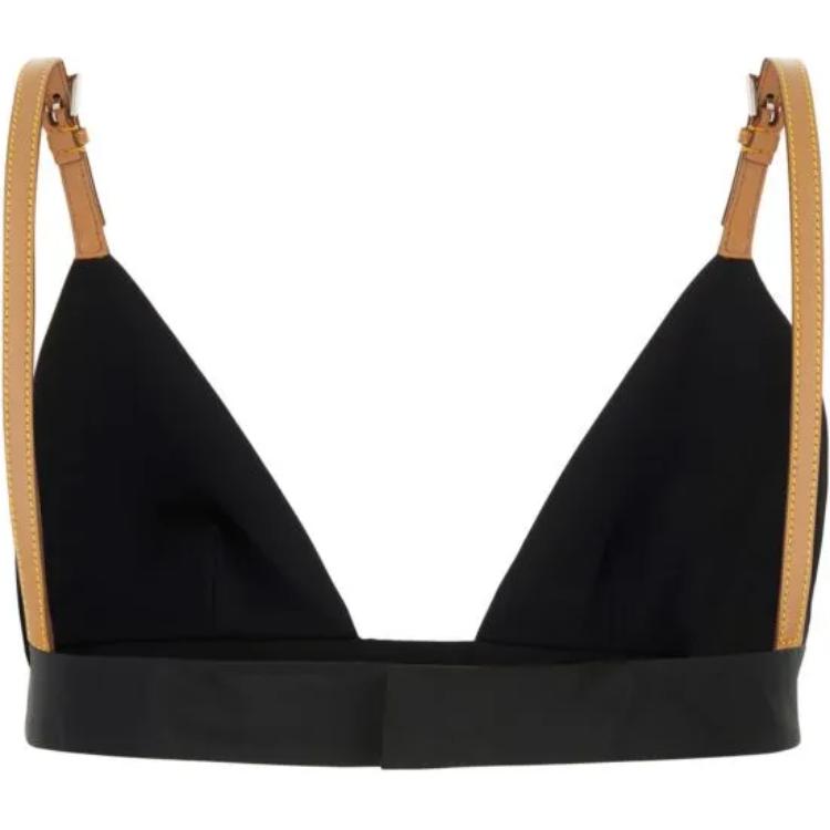 PRADA Enamel Triangle-Logo Plunging V-Neck Bra
