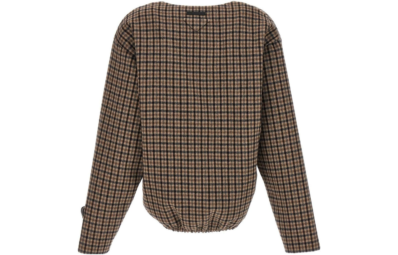PRADA Checked V Neck Top