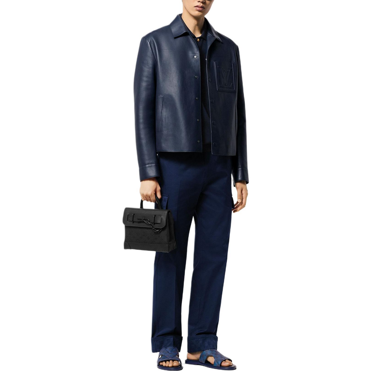 LOUIS VUITTON Chic Leather Blouson With 3D Details