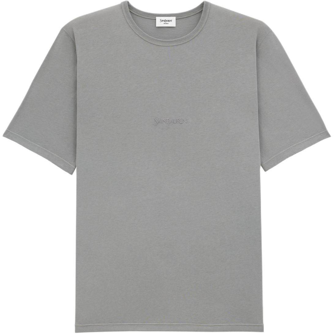 SAINT LAURENT Logo Embroidered Crewneck T Shirt