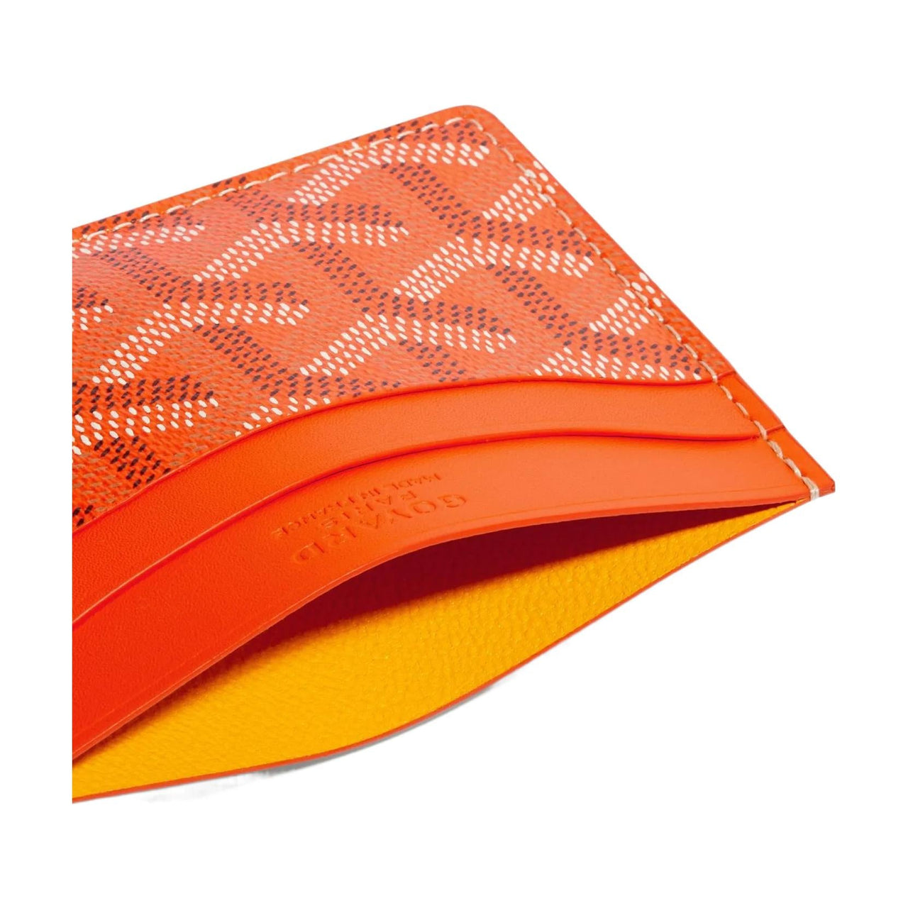 GOYARD Canvas With Calfskin Card Clip Card Holder Unisex Orange/Pink Heart-Shaped
