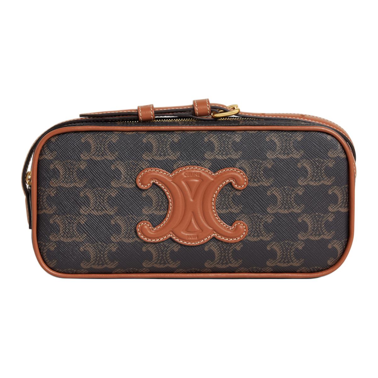 CELINE Cuir Triomphe Triumph Cow Leather Camera Bags Messenger Bag Shoulder Bag Crossbody Bag Mini Women's Tawny