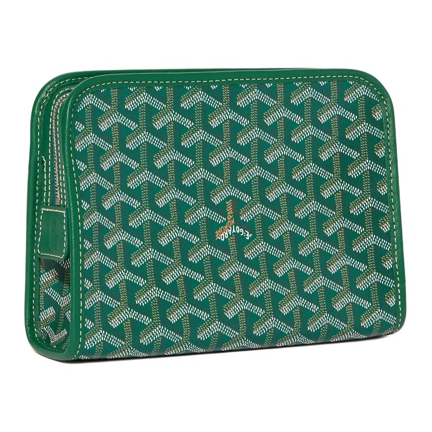 GOYARD JOUVENCE Canvas With Calfskin Toiletry Bag Small Size Unisex Green