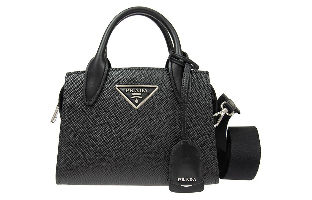 PRADA Cow Leather Handbag Shoulder Bag Crossbody Bag Women's Black