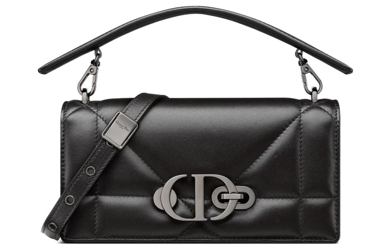 DIOR 30 Montaigne Wicker Pattern Sheepskin Portable One Shoulder Crossbody Clutches Women's Black