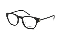 SAINT LAURENT Capsule Plate Frame Cat Eye Eyeglass Frames Unisex Black With Gold Logo