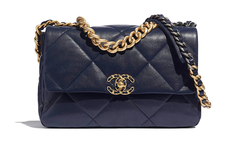 CHANEL 19Bag Lambskin Handbag Shoulder Bag Crossbody Bag Women's Dark Blue