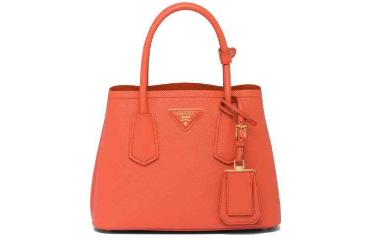 PRADA Double Saffiano Leather Shoulder Bag Crossbody Bag Handbag Mini Women's Orange