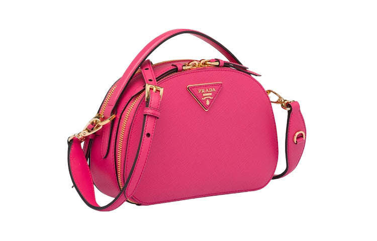 PRADA Cow Leather Shoulder Bag Crossbody Bag Handbag Women's Rose Red