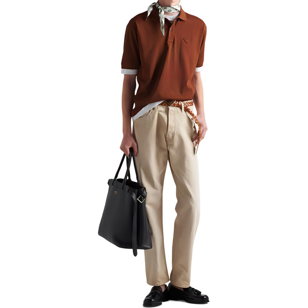 PRADA Cotton Polo Shirt Polo Shirt Men's Brown
