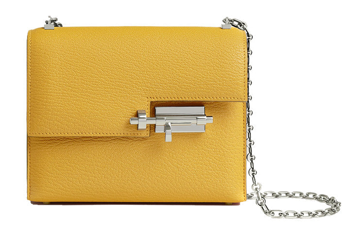 HERMES Verrou Mysore Goat Skin Handgun Bag Shoulder Bag Crossbody Bag Women's Sun Orange