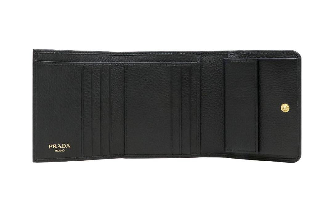 PRADA Cow Leather Coin Purse Wallet Regular Women's Black