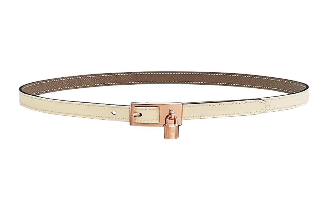 HERMES Leather Belts Women's Gray White