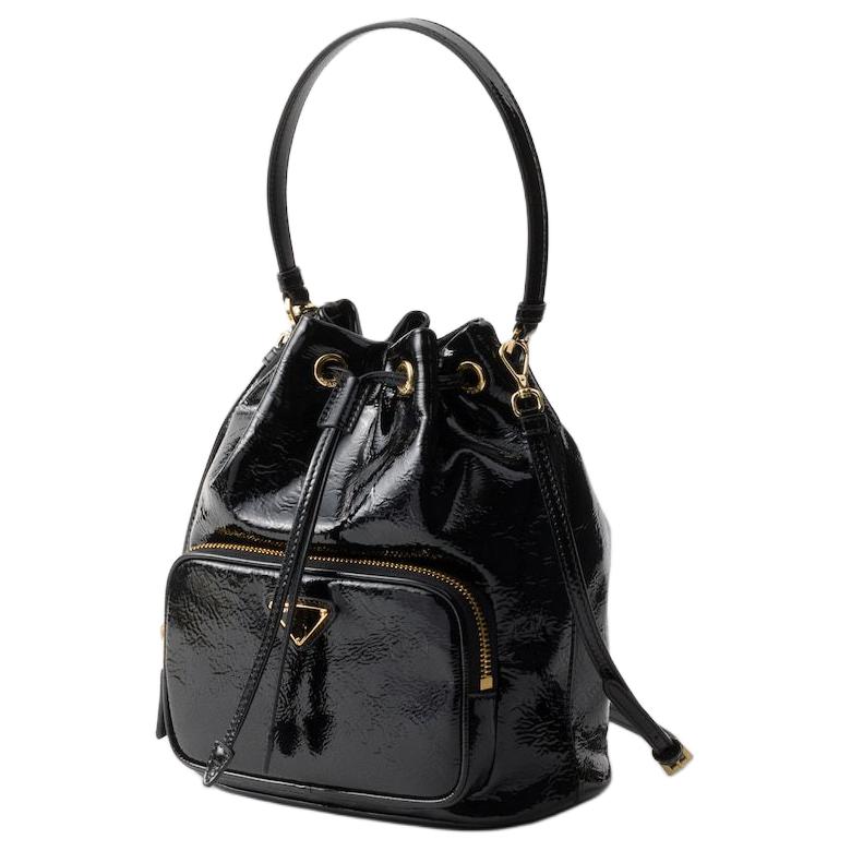 PRADA Cow Leather Bucket Bag, Shoulder Bag, Crossbody Bag, Handbag Women's Black
