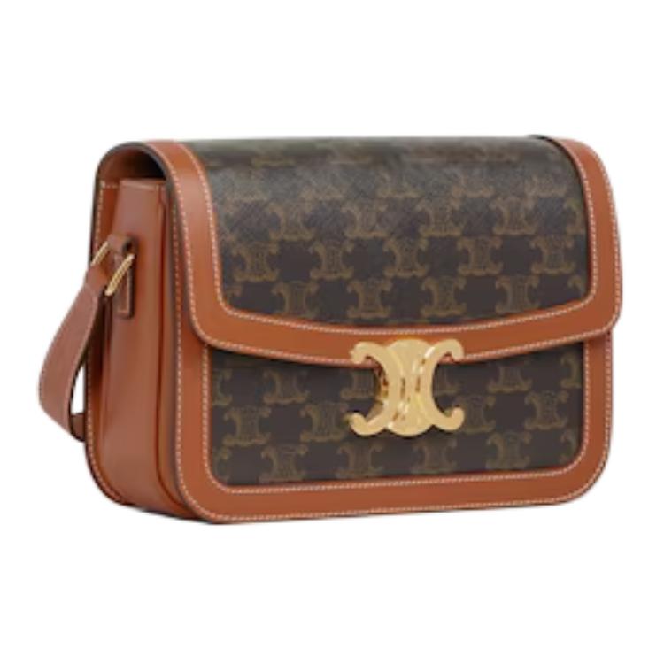 CELINE Cow Leather Shoulder Bag Mini Women's Brown