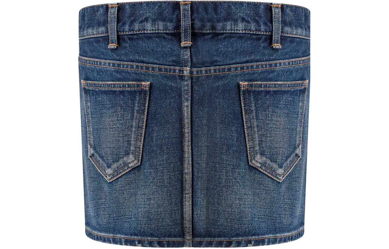 CELINE Mini Skirt In Dark Union Wash Denim