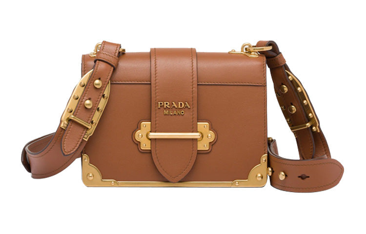 PRADA Cahier Leather Portable Crossbody Bag Shoulder Bag Women's Brown