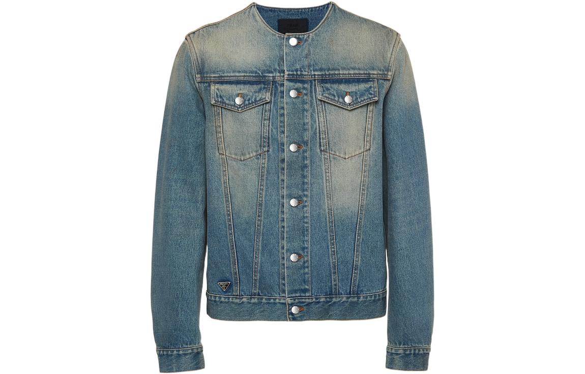 PRADA Denim Jackets Men Light Blue