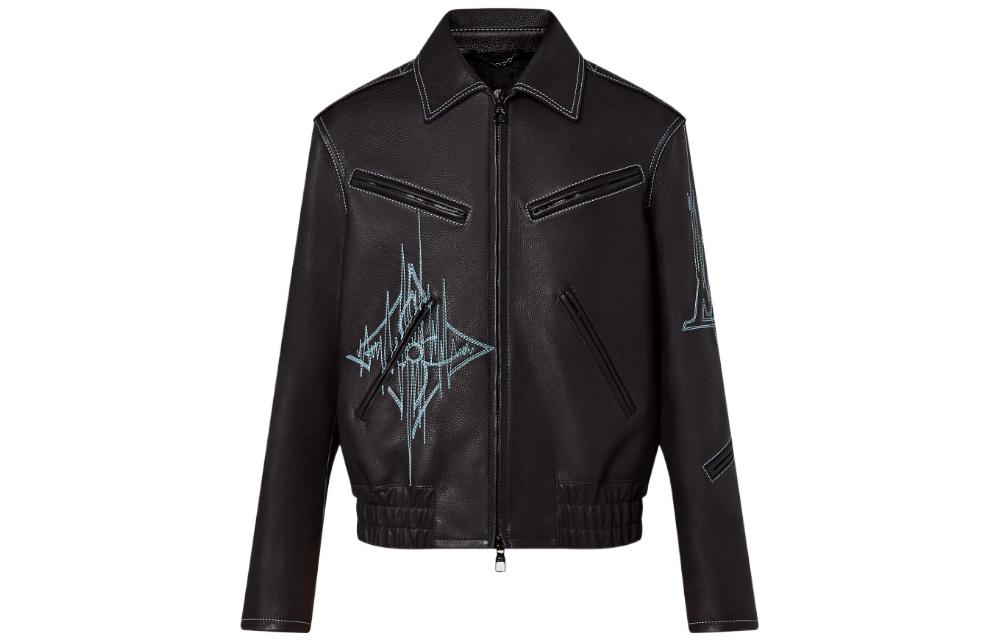 LOUIS VUITTON FW22 Leather Jacket Coat Men's Black