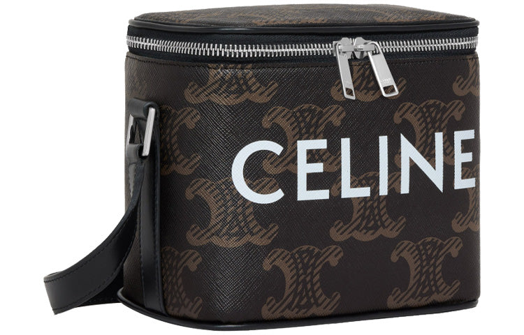 CELINE Canvas Cow Leather Patchwork Box Bag Crossbody Bag Shoulder Bag Regular Men's Black