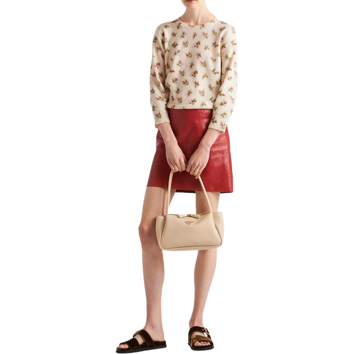 PRADA Cracked effect Leather Mini Skirt