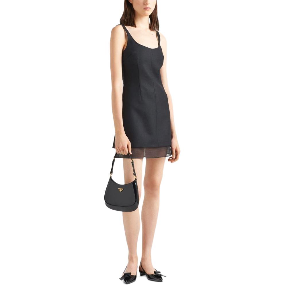 PRADA Enamel Triangle-Logo Mini Dress
