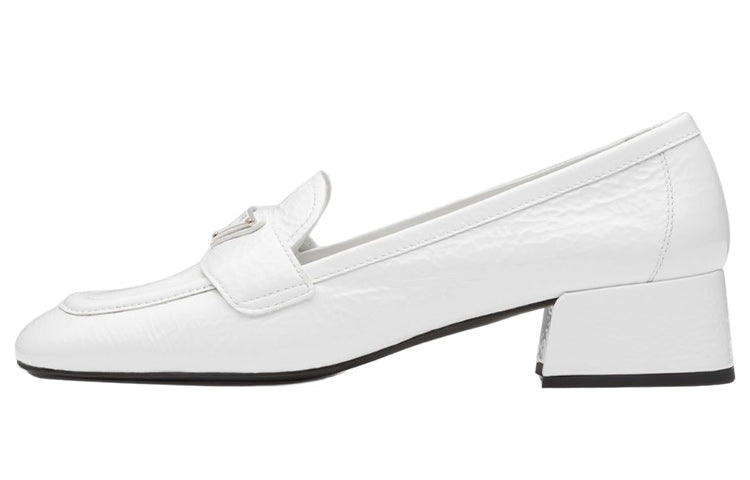 PRADA Block Heel Mary Jane Shoes Women's White