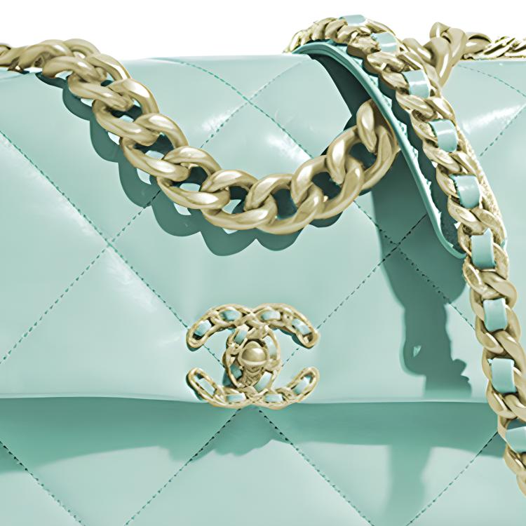 CHANEL 19Bag Sheepskin Handbag Shoulder Bag Crossbody Bag Medium Size Women's Mint Green