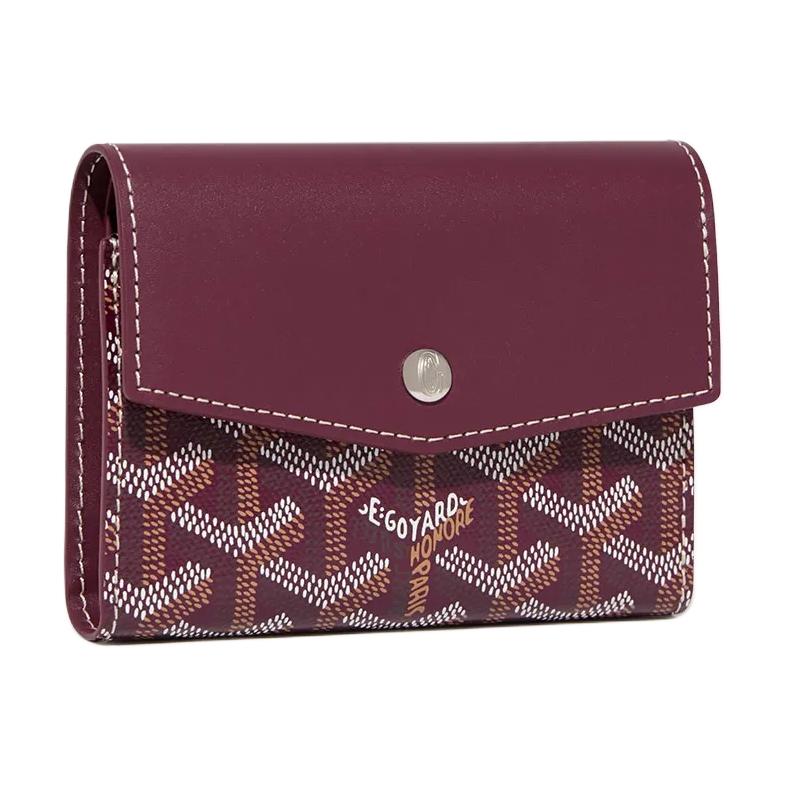 GOYARD Canvas With Calfskin Wallet Unisex Burgundy Color
